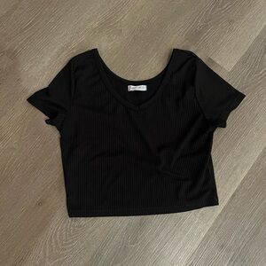 Black Ribbed Women's cropped Top